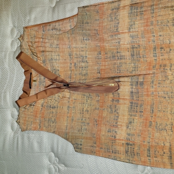 𝅺elie Tahari Pleated Dress Orange / Purple Size 8 - Picture 2 of 5